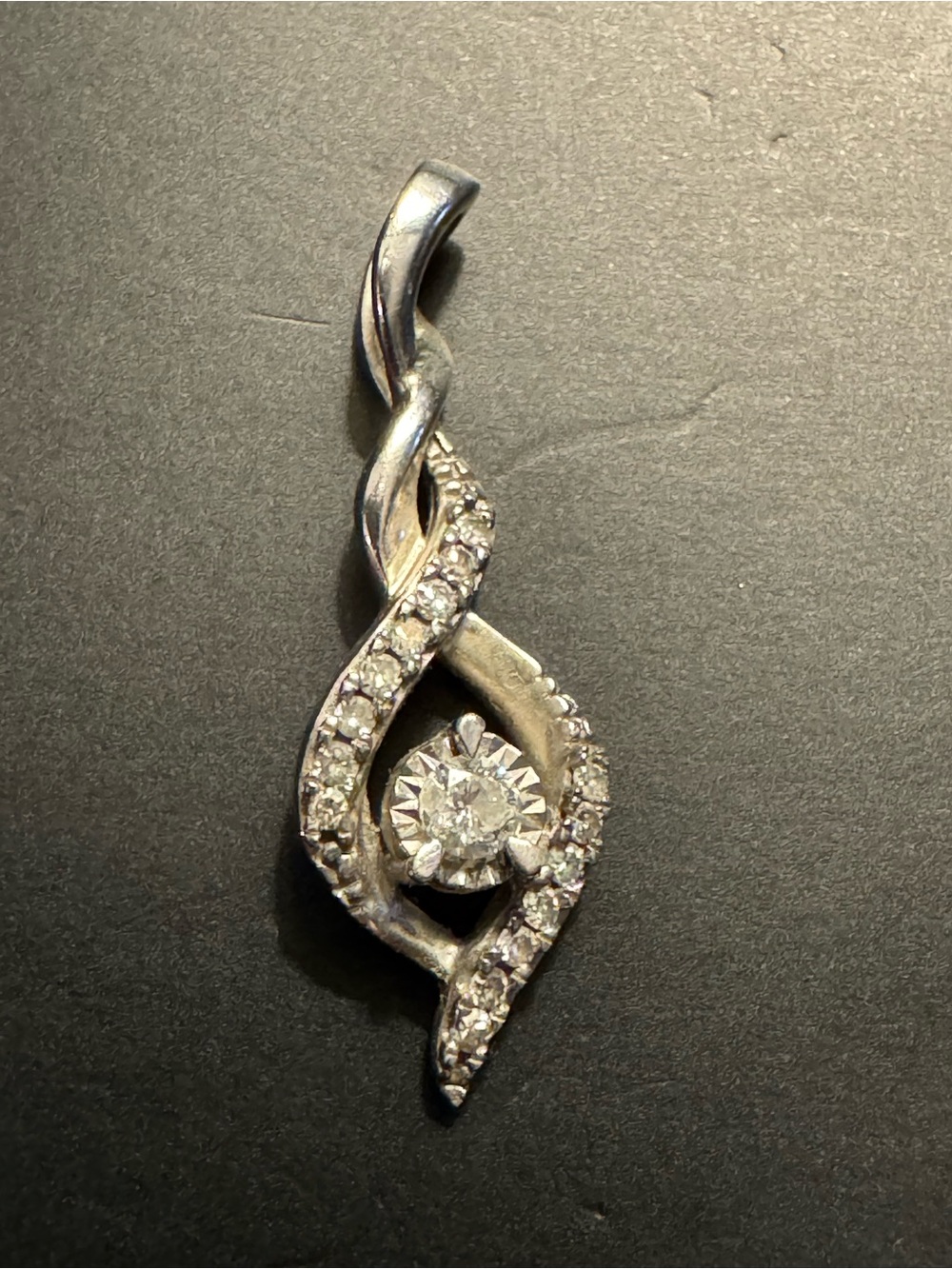 Sterling Silver Diamond Infinity Ribbon Pendant